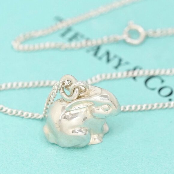 Tiffany & Co. Vintage Rabbit Necklace 17" Silver 925 Auth w/Box e1082-5